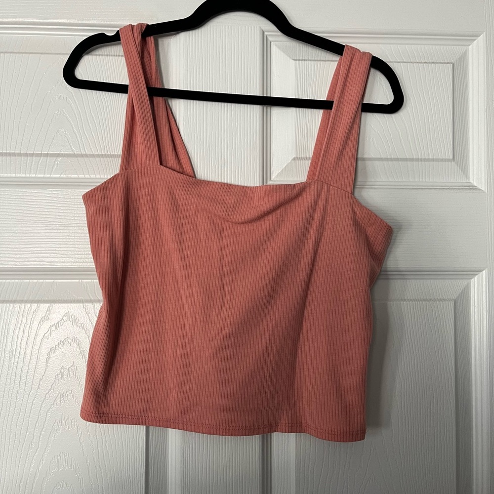 Nine Britton Coral Ribbed Tank Top Crop Top